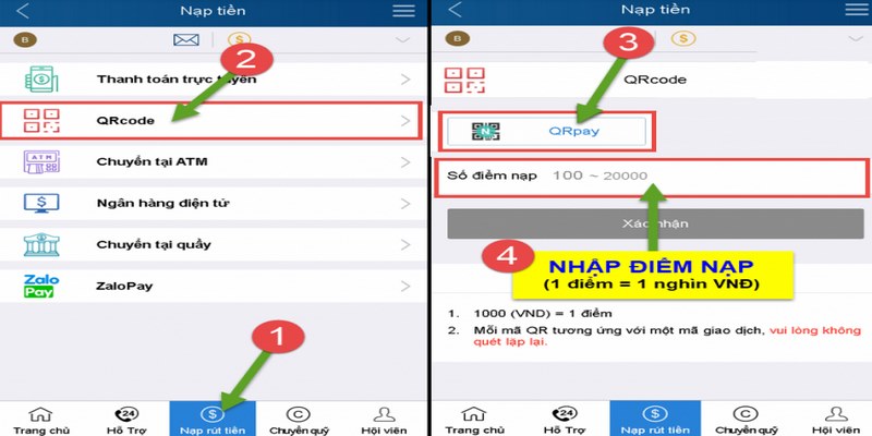 Quét mã nạp tiền KUBET rất dễ dàng