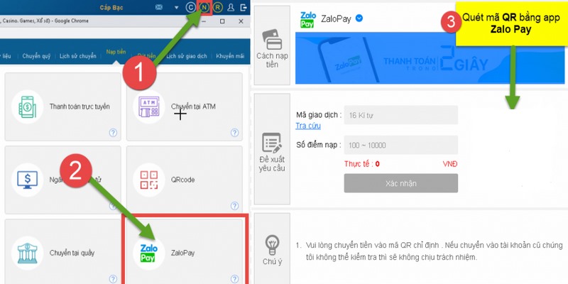 Nạp tiền qua Zalo Pay với quy trình rõ ràng
